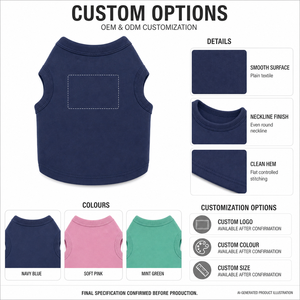 Solid Color Cotton Dog Vest Comfortable Leisure Style All Seasons Pet <b>Clothes</b> <b>for</b> Dogs - Product Image 3