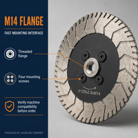 Disque diamanté 2-en-1 de 125 mm (5 po) pour découpe et meulage, avec filetage M14, pour meuleuse d'angle, idéal pour pierre, granit, marbre, béton