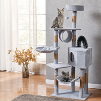 Arbre à chat DIY à six niveaux en panneaux de bois recouverts de velours, 150 cm, avec lit pour chat toutes saisons et grand condo pour chat, direct usine, livraison Villadrop