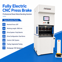 Prensa Plegadora CNC Eléctrica de 20T y 1000mm con Doble Servo y Regla Trasera CNC para Plegado de Chapa Metálica