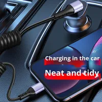 Câble de données USB 3.0 Type-C BJC à coudure coudée, charge super rapide 3A, chargeur de voiture rétractable 3-en-1 en TPE pour téléphone portable
