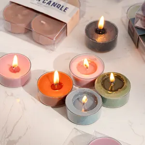 2023 AROMA HOME China 3hrs good Price Shopping 4pcs Gift Box Handmade Aromatherapy Soy Wax Colors Tea Light Candle