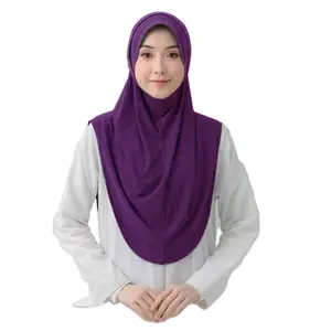 ZIJING mode femmes arabe foulard couleur unie élastique mercerisé coton malaisie pull chapeau Jersey instantané châle