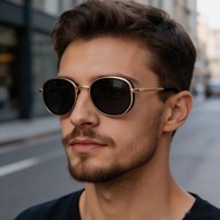 Trendy Retro Punk Oval Güneş Gözlüğü Erkekler Avrupa Amerikan Orta-Büyük Kafa PC Çerçeve UV400 Açık Güneş Gözlükleri Hediye streetwear