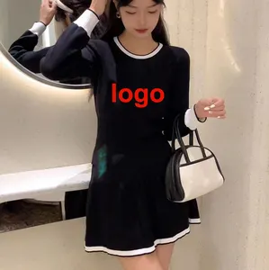 Droma details contact us vip link luxury design 1 in 1 famous logo print slimming black skirt sets women 2 piece outfits