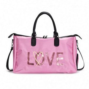 Sac de voyage court pour femme, motif lettres 'Love', sac de sport et de fitness, sac de week-end portable pour femme - Product Image 6