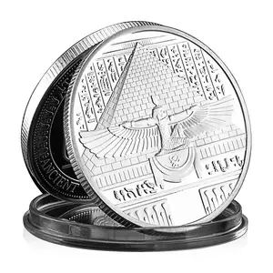 이집트 여왕 네페르티티 피라미드 골드 & 실버 도금 기념품 동전 40mm 기념 동전 복제 컬렉션 선물