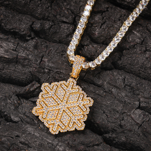 Shemuautomne — pendentif flocons de neige unisexe, bijoux en couleur argent et or, pour noël, Hip Hop, rappeur <span class=keywords><strong>DJ</strong></span> - Product Image 3