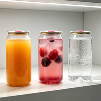 Bocaux en plastique PET de qualité alimentaire en gros, 355 ml, transparents, avec couvercle en aluminium pour thé aux perles, jus, café, boissons et eau pétillante