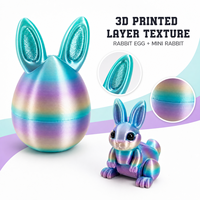 Ensemble de jouets anti-stress en forme d'œuf de lapin imprimé en 3D, conteneur d'œuf en PLA avec figurine de lapin miniature, jouet décoratif coloré et original