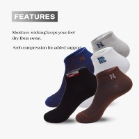 Chaussettes de sport en coton respirantes en maille pour hommes, avec logo brodé personnalisé, soutien de la voûte plantaire, pour la course, avec talon et bout renforcés