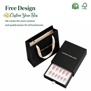 Caja de Empaque Premium al por Mayor para <span class=keywords><strong>Uñas</strong></span> Artificiales, Empaque con Acabado Mate y Lámina Dorada, Impresión Personalizada Ecológica - Product Image 1