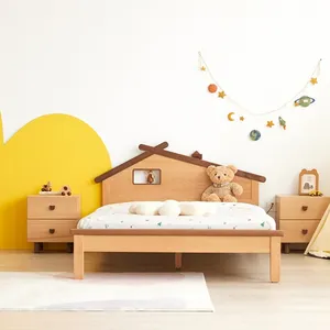 K1015 सपनों का घर डिजाइन बेडरूम फर्नीचर बीच लकड़ी के बच्चों के बिस्तर बच्चों के बिस्तर