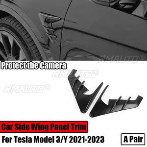 Par de cubiertas embellecedoras para paneles laterales de Tesla Model 3/Y 2021-2023, alerón, cubierta antipolvo, decoración de flancos de cámara, modificación - Product Image 1