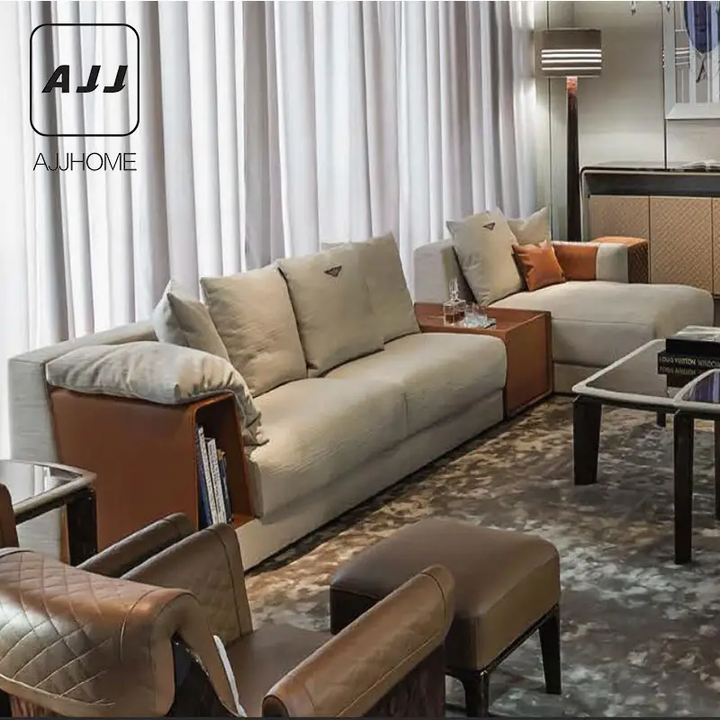 AJJ بسيطة ضوء أريكة فاخرة النمط الإيطالي أريكة زاوية مصنوعة من الجلد ما بعد الحداثة مصمم الأثاث أريكة FD12