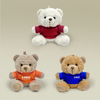 Pendentif en peluche ours en peluche, porte-clés avec tenue de poupée colorée, cadeau-souvenir, jouet personnalisable avec logo imprimé, en matériau PP