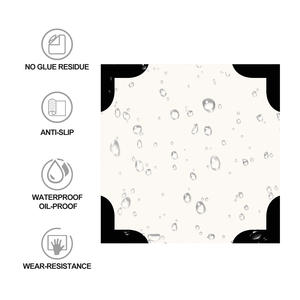 Carrelage de sol en vinyle auto-adhésif Jorunns <span class=keywords><strong>30x30</strong></span> cm Carreaux de sol en plastique pour cuisine Chambre à coucher Revêtement de sol stratifié Salle de bain - Product Image 2