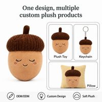 Fabricant de jouets en peluche personnalisés en forme de gland, prototypage rapide, coussin doux en forme de noix, poupée, mascotte commerciale, vente en gros, faible MOQ, OEM, ODM, Plantes PP