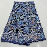Tissu en dentelle de velours doré imprimé et brodé de paillettes, dentelle africaine en velours doré pour robe de soirée