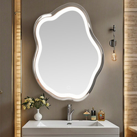 Miroir de courtoisie irrégulier à éclairage LED personnalisé Miroir de table décoratif moderne anti-buée à commande tactile pour coiffeuse
