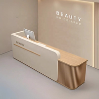 Bureau de réception moderne en bois rond personnalisé blanc avec façade en pierre pour les bureaux, les hôpitaux, les hôtels et les écoles, mobilier de bureau