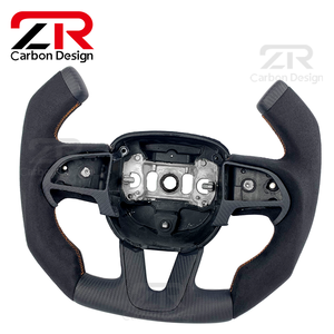 Volant de course personnalisé en fibre de carbone mate de style F1 pour l'intérieur de voiture <span class=keywords><strong>Dodge</strong></span> Challenger Hellcat <span class=keywords><strong>Charger</strong></span> <span class=keywords><strong>SRT</strong></span> - Product Image 2