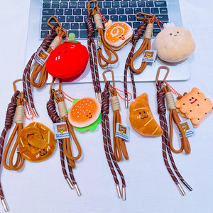 Viral Bakery Plush Keychain Cute Pretzel Cookie Stuffed Food <b>Keyring</b> with Braided Lanyard <b>Carabiner</b> Schoolbag Charm Gift Supply - Product Image 4