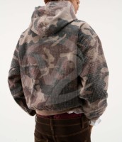 Sweat-shirts tactiques déchirés à capuche pour hommes, tendance, en coton texturé, imprimé camouflage, avec logo, style décontracté
