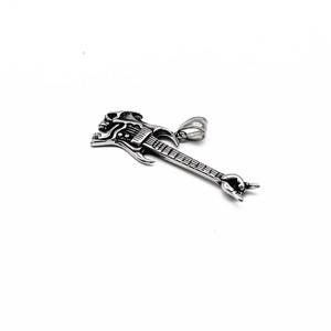 Yunnique – collier avec pendentif guitare en acier inoxydable, design tête de mort, bijoux unisexes à la mode Punk - Product Image 3