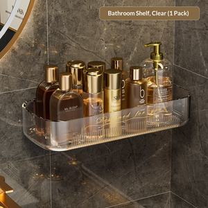 Étagère de rangement pour toilettes en plastique, à un niveau, sans perçage, résistante à l'humidité, à drainage, murale, pour salle de bain, dortoir - Product Image 6