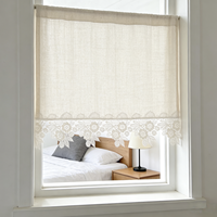 Cortinas de Encaje Bordado de Alta Calidad, Media Cortina Decorativa para el Hogar, Cortinas Bordadas con Flores para Sala de Estar, Dormitorio, Cafetería