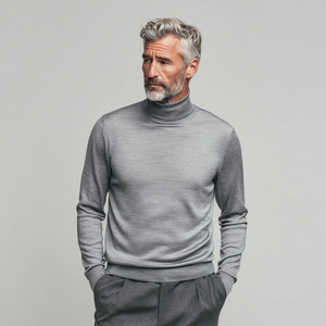 Heren extra fijne merinowol trui met rolkraag, anti-kreuk, anti-krimp, voor de lente - Product Image 1