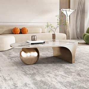Luxe marmeren salontafel en <span class=keywords><strong>tv</strong></span>-meubelset met metalen frame, op maat gemaakt voor moderne thuiskantoor- en schoolgebruik. - Product Image 6