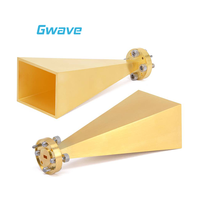 Antenne cornet rectangulaire Gwave GHA600900-25 WR-12 bande E 60-90 GHz, gain 20 dBi, 50 ohms, avec montage coaxial pour communication RF