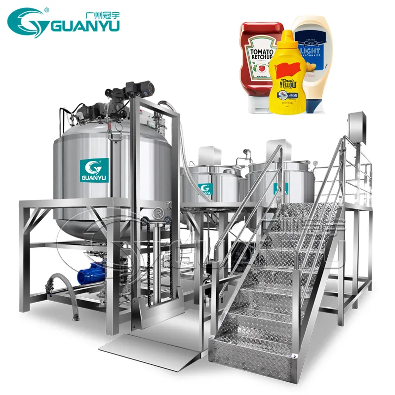 Nút điều khiển homogenizing Emulsifier Ketchup Mayonnaise sản xuất máy làm mỹ phẩm trộn chân không nhũ hóa Mixer