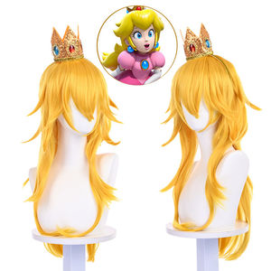 Anime Biki, Princesa, <span class=keywords><strong>Super</strong></span> <span class=keywords><strong>Mario</strong></span>, pelo largo ligeramente rizado en capas hacia arriba, melocotón, Peluca <span class=keywords><strong>de</strong></span> Cosplay - Product Image 6