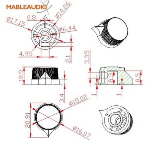 Knob Black Knob ABS tombol potensiometer/tombol audio/tombol untuk potensiometer tabung <span class=keywords><strong>Fender</strong></span> Amplifier gitar - Product Image 4