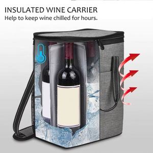 Sac isotherme personnalisé pour 6 bouteilles de vin, durable, réutilisable, isolé, écologique, portable, en polyester, pour le déjeuner, le pique-nique, les aliments - Product Image 4