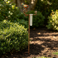Jauge de pluie vintage en métal rouillé, robuste, pour décoration de jardin, patio, cour arrière, ferme et aménagement paysager