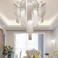 Produits à succès 2025, lustre en chaîne d'aluminium, luminaire de plafond à LED pour salon