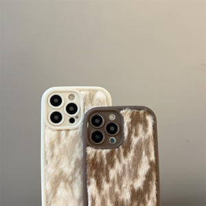 Creative Vintage <span class=keywords><strong>Shell</strong></span> para iPhone 16 Case Fluffy Fuzzy Furry Warm Leopard Pattern Plush Phone Cover Venta al por mayor Accesorios para teléfonos - Product Image 4