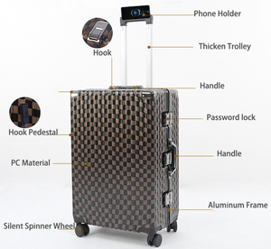 Set koper perjalanan kualitas tinggi, Set koper dan tas modis bingkai aluminium, roda Spinner kapasitas besar, Set koper 2 - Product Image 2