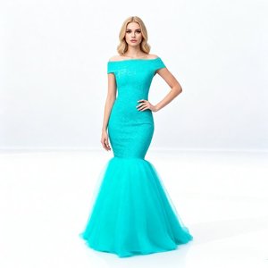 Robes de demoiselle d'honneur sirène vertes élégantes, robes de soirée à épaules dénudées pour invitées de mariage, robes de soirée à traîne - Product Image 4