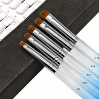Pinceau à double tête pour nail art avec manche en acrylique, tailles 8, 10, 12, 14, 16, personnalisable avec logo – Idéal pour la French Manucure