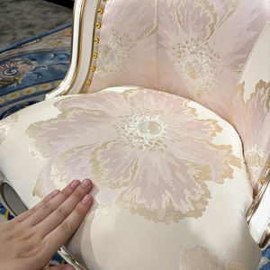 Tabouret de dressing français palais tissu européen tabouret de maquillage brodé néoclassique de luxe en bois massif - Product Image 4