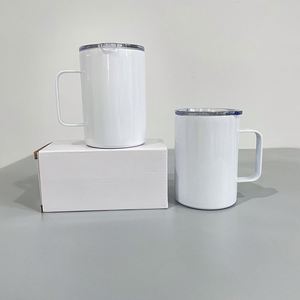 White Vacuum <b>Insulated</b> <b>Mug</b> Stainless Steel Sublimation Travel 12oz Coffee Camping Tumbler <b>Mugs</b> with Spill Proof Lid - Product Image 3
