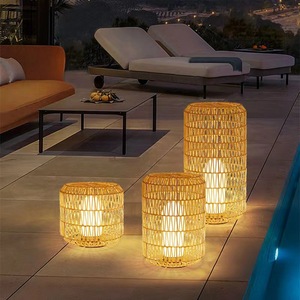Lampe solaire en rotin pour le sol, lumière LED imperméable pour jardin, décoration de pelouse et de patio extérieur - Product Image 5