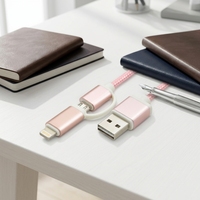 Câble USB 2.0 multifonction 2-en-1 en nylon tressé pour la charge et le transfert de données, compatible iPhone et appareils Micro USB – Vente en gros usine