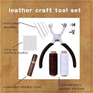 <b>Leather</b> Craft <b>Tool</b> Set With Pliers Needle Thread Spools Stainless Steel Hand <b>Tools</b> For DIY Crafts - Product Image 5