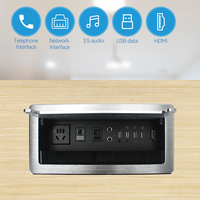 Prise de courant de bureau avec 1 prise standard chinoise, 2 ports réseau, 2 ports microphone, 4 ports USB pour le transfert de données